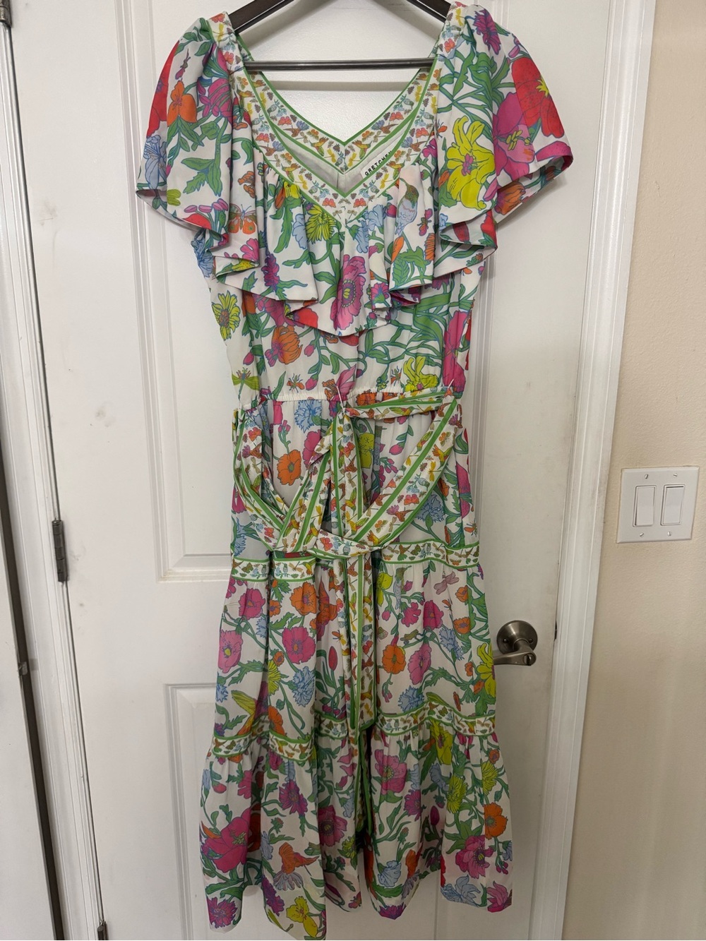 Gretchen Scott Designs multi-colored floral tiered ruffle dress